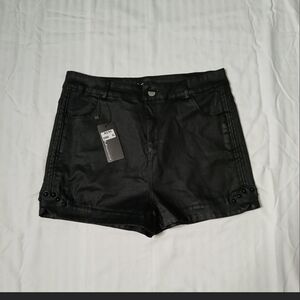 Black Faux Leather Women's Shorts